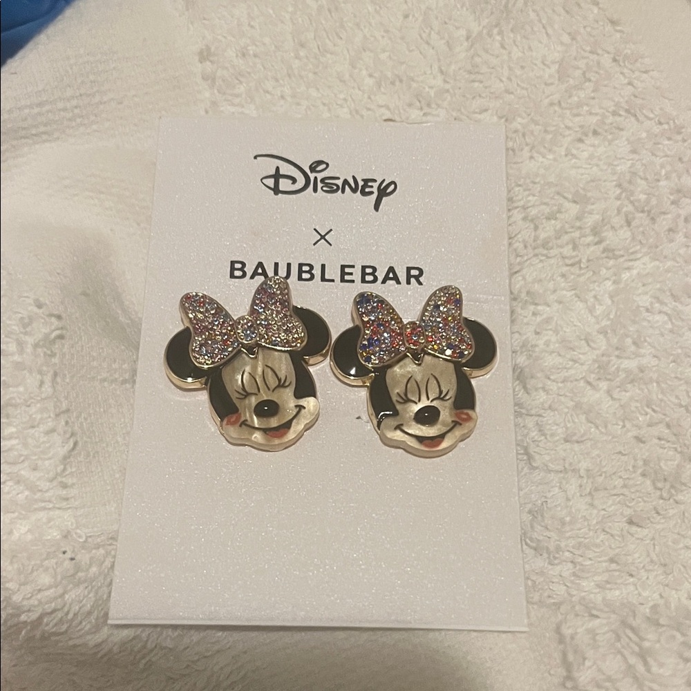 BaubleBar Minnie Mouse Glitter Bow Earrings
